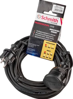 Przedłużacz gumowy, przewód 3x2,5mm, 10m, czarny Schmith SPPLJ-3-10