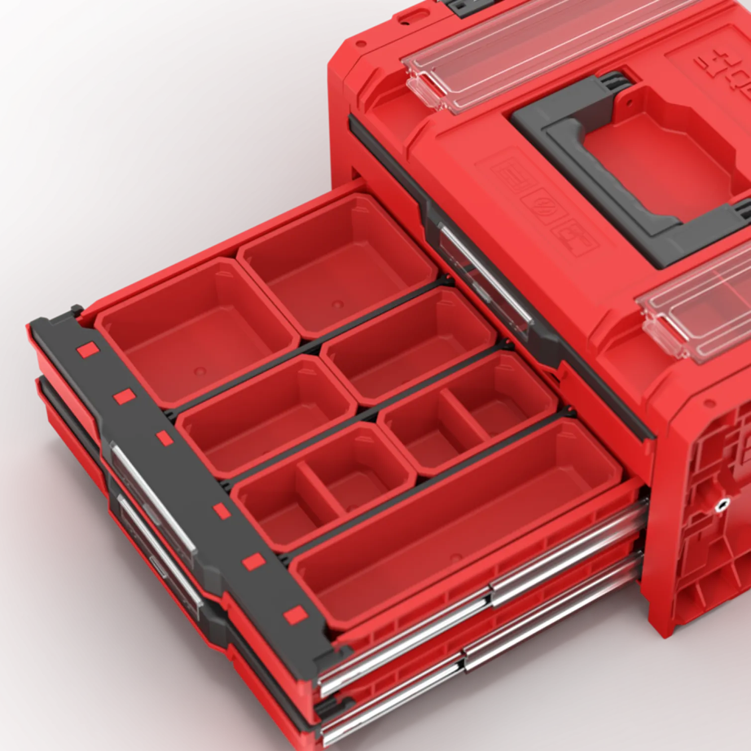 Skrzynka z szufladami Qbrick System PRO 2.0 DRAWER 3 TOOLBOX PROFI EXPERT RED Ultra HD Custom