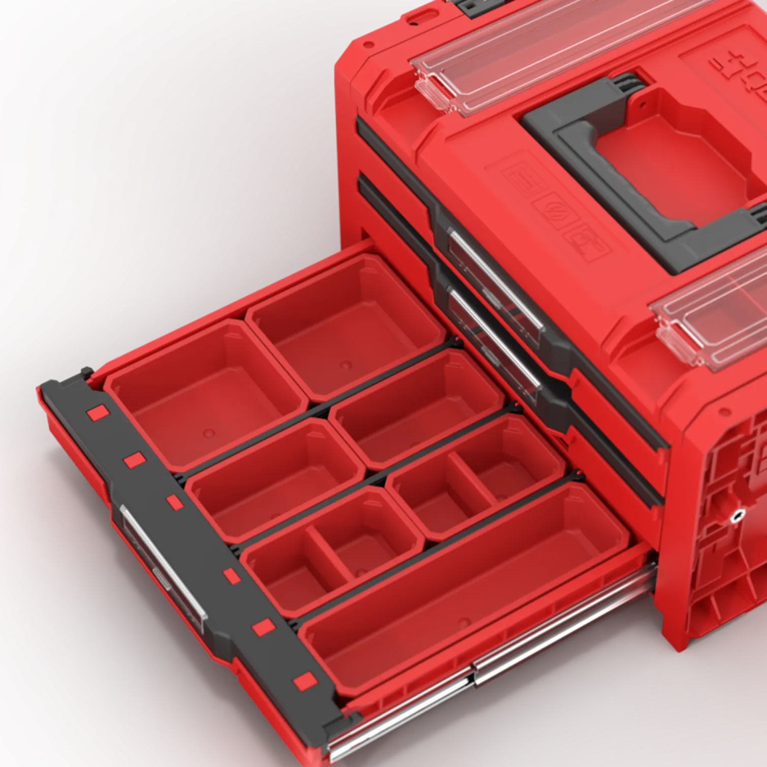 Skrzynka z szufladami Qbrick System PRO 2.0 DRAWER 3 TOOLBOX PROFI EXPERT RED Ultra HD Custom