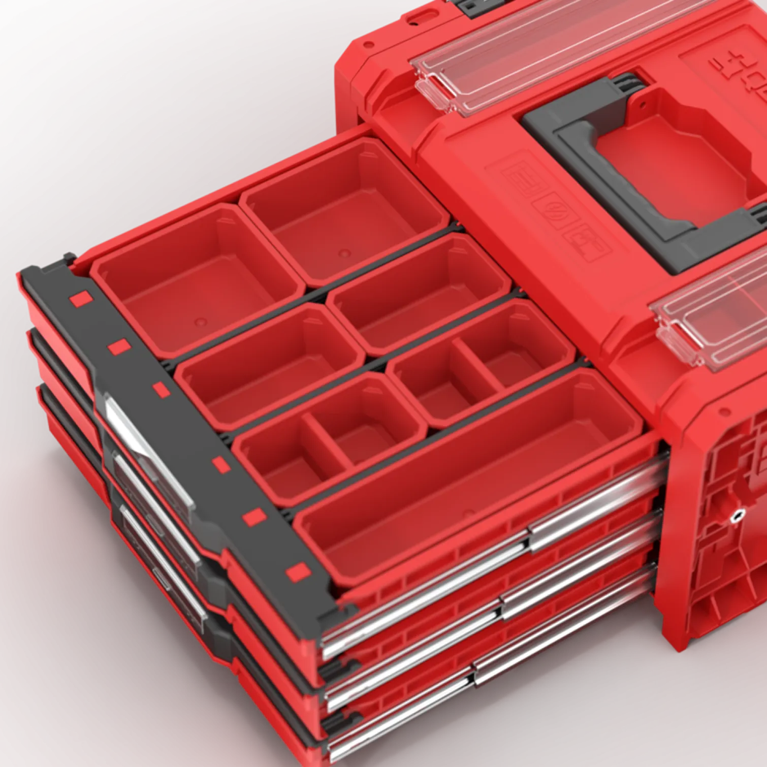 Skrzynka z szufladami Qbrick System PRO 2.0 DRAWER 3 TOOLBOX PROFI EXPERT RED Ultra HD Custom