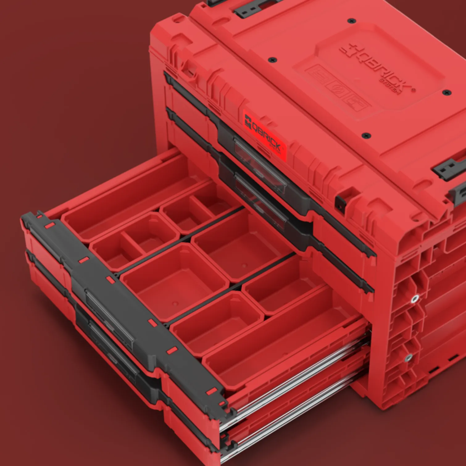 Skrzynka z szufladami Qbrick System PRIME DRAWER 4 TOOLBOX EXPERT RED Ultra HD Custom