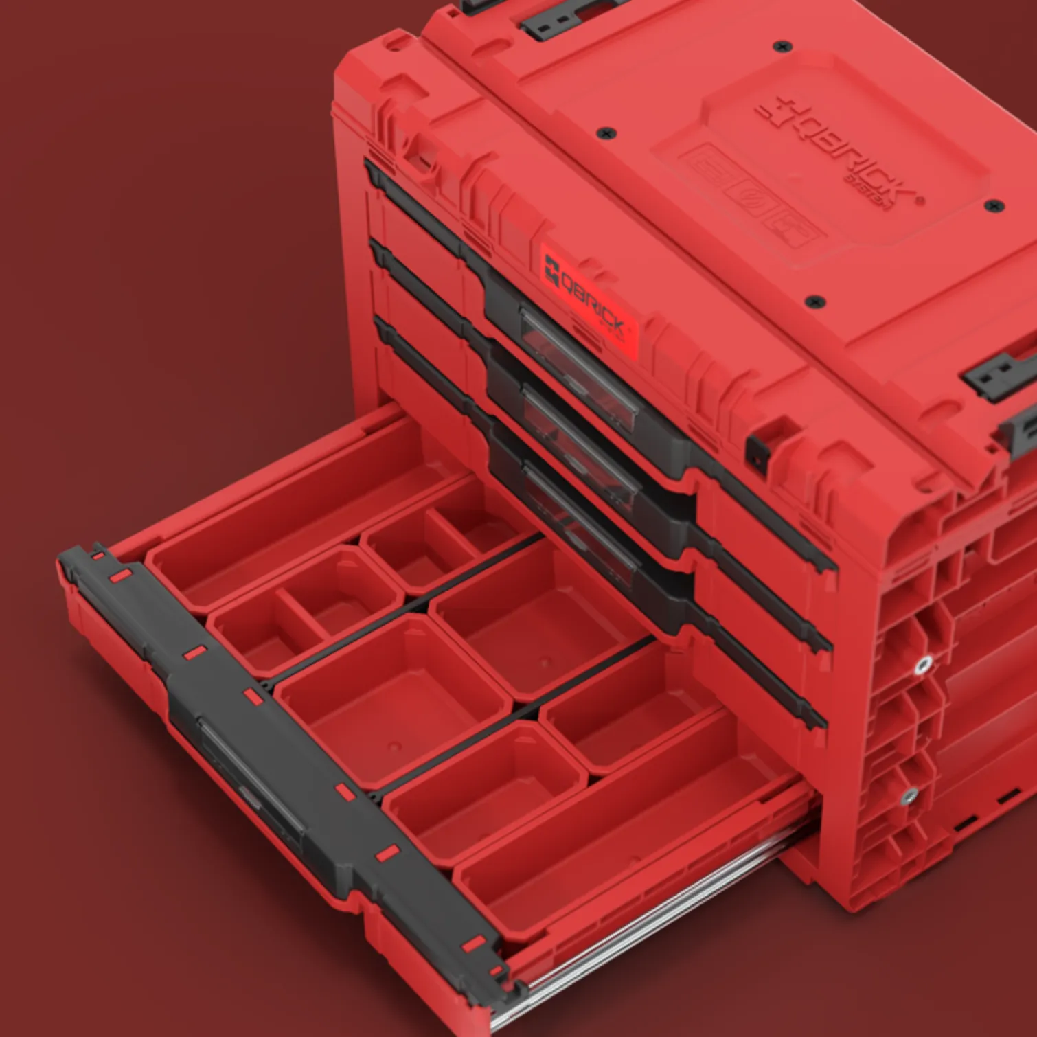 Skrzynka z szufladami Qbrick System PRIME DRAWER 4 TOOLBOX EXPERT RED Ultra HD Custom