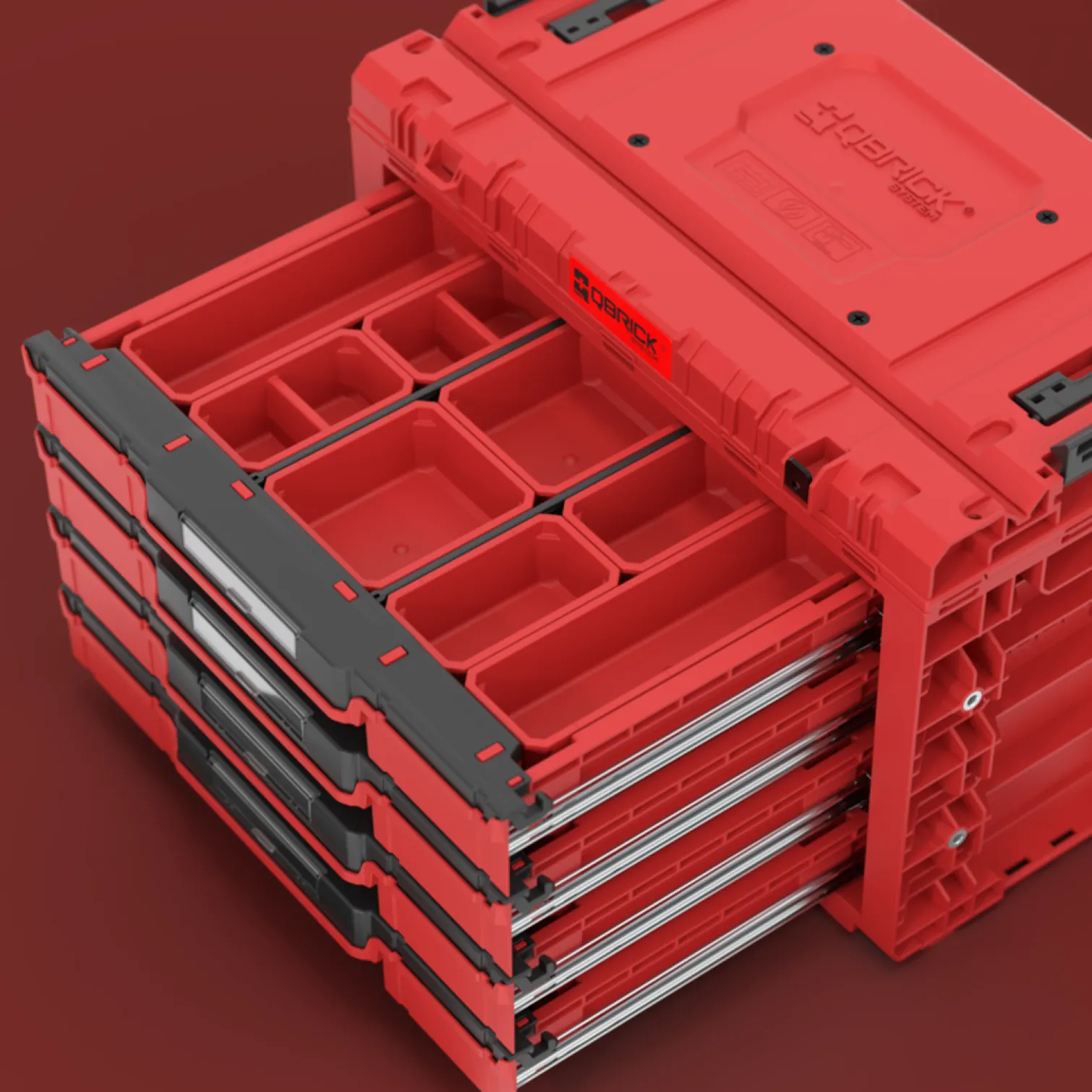 Skrzynka z szufladami Qbrick System PRIME DRAWER 4 TOOLBOX EXPERT RED Ultra HD Custom
