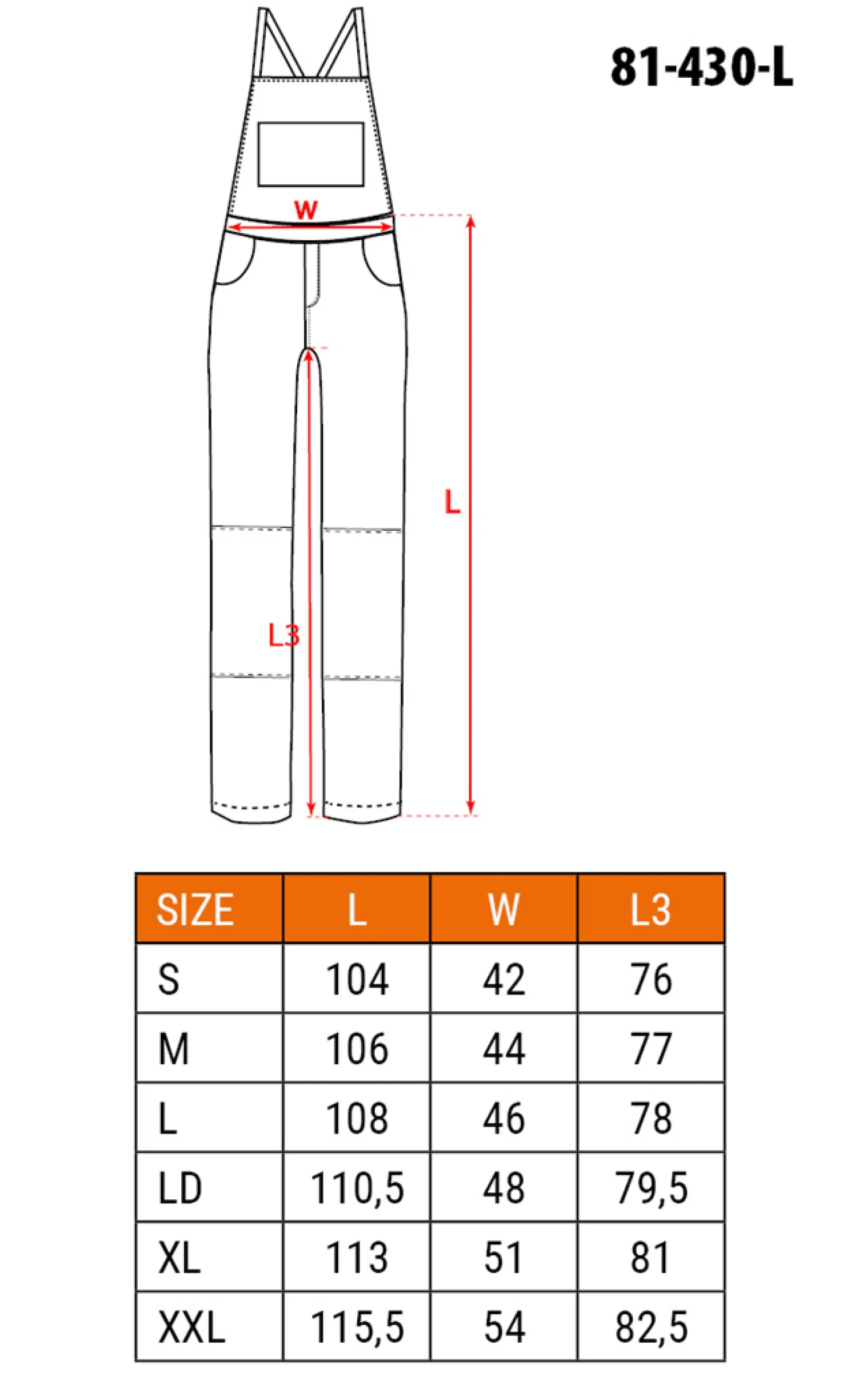 Spodnie robocze na szelkach L/52 Neo 81-430-L
