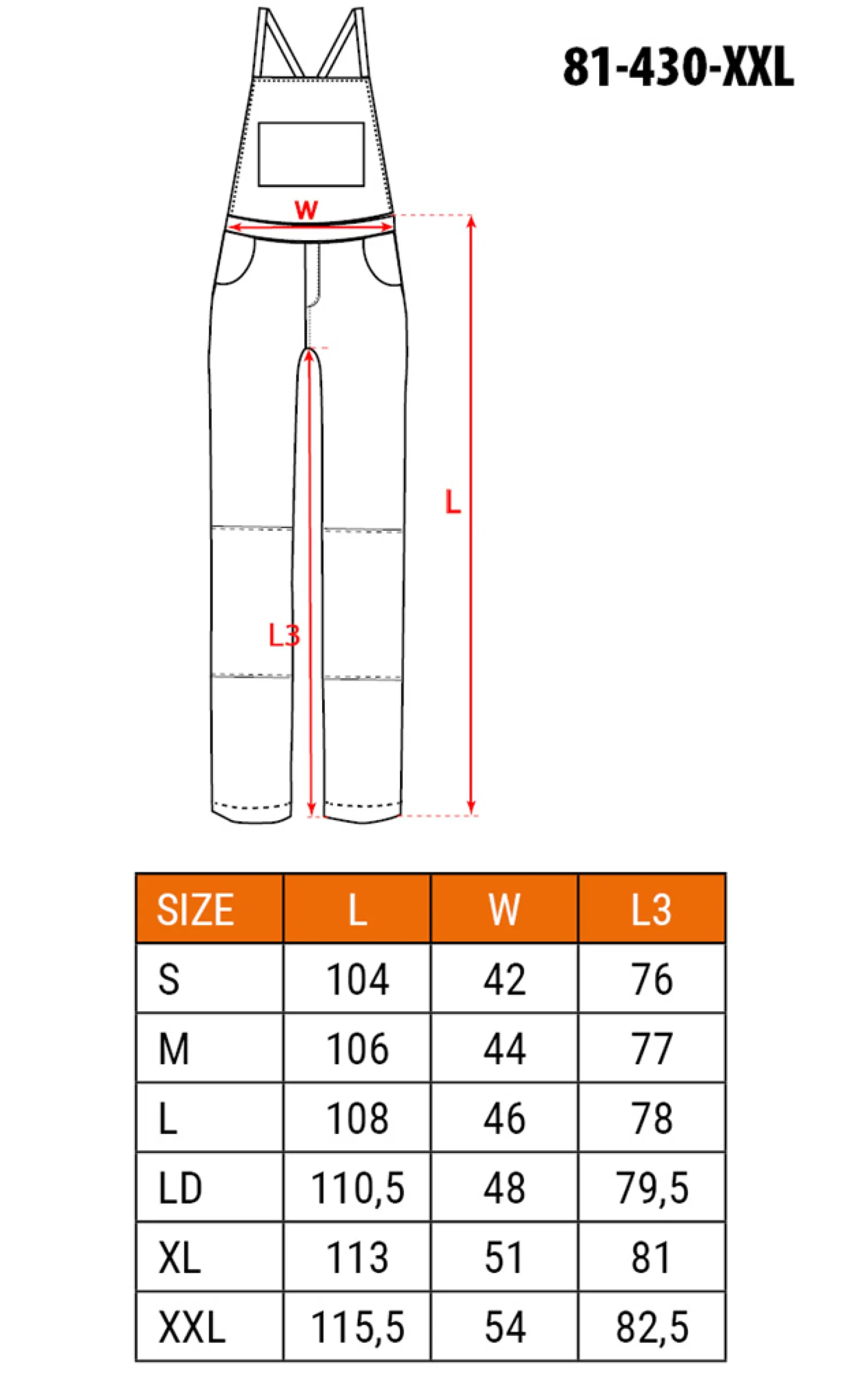 Spodnie robocze na szelkach XXL/58 Neo 81-430-XXL