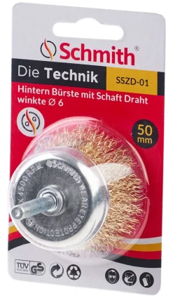 Szczotka doczołowa z trzpieniem fi 6 drut fal 100mm Schmith SSZD-04