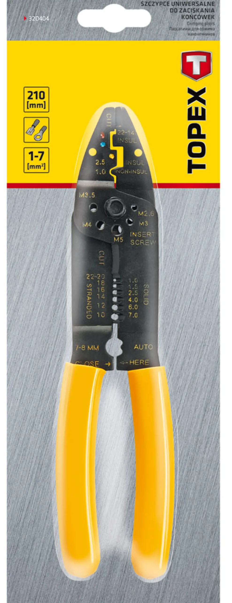 Szczypce do zaciskania końcówek 210mm Topex 32D404