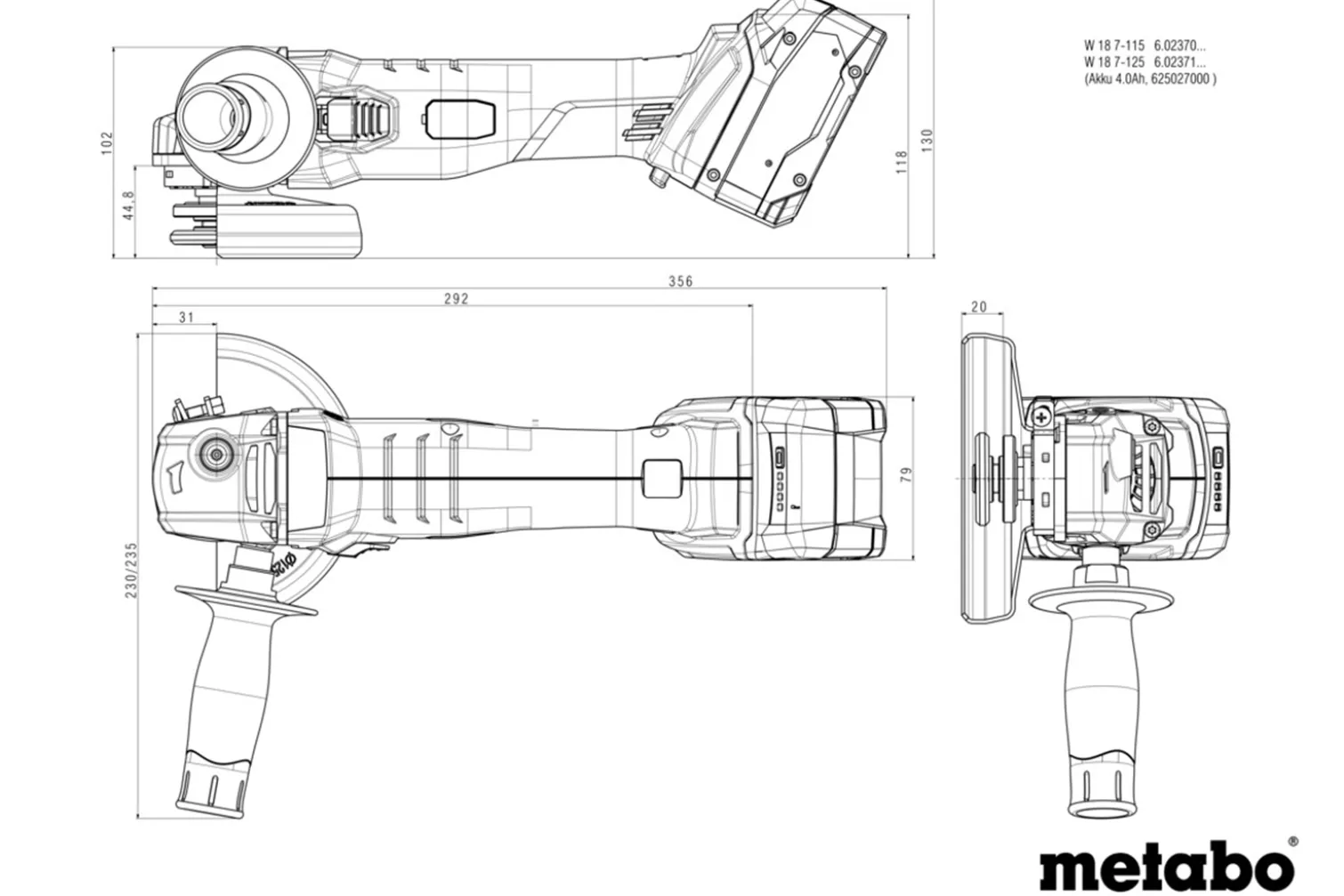 Szlifierka kątowa Metabo W 18 7-125