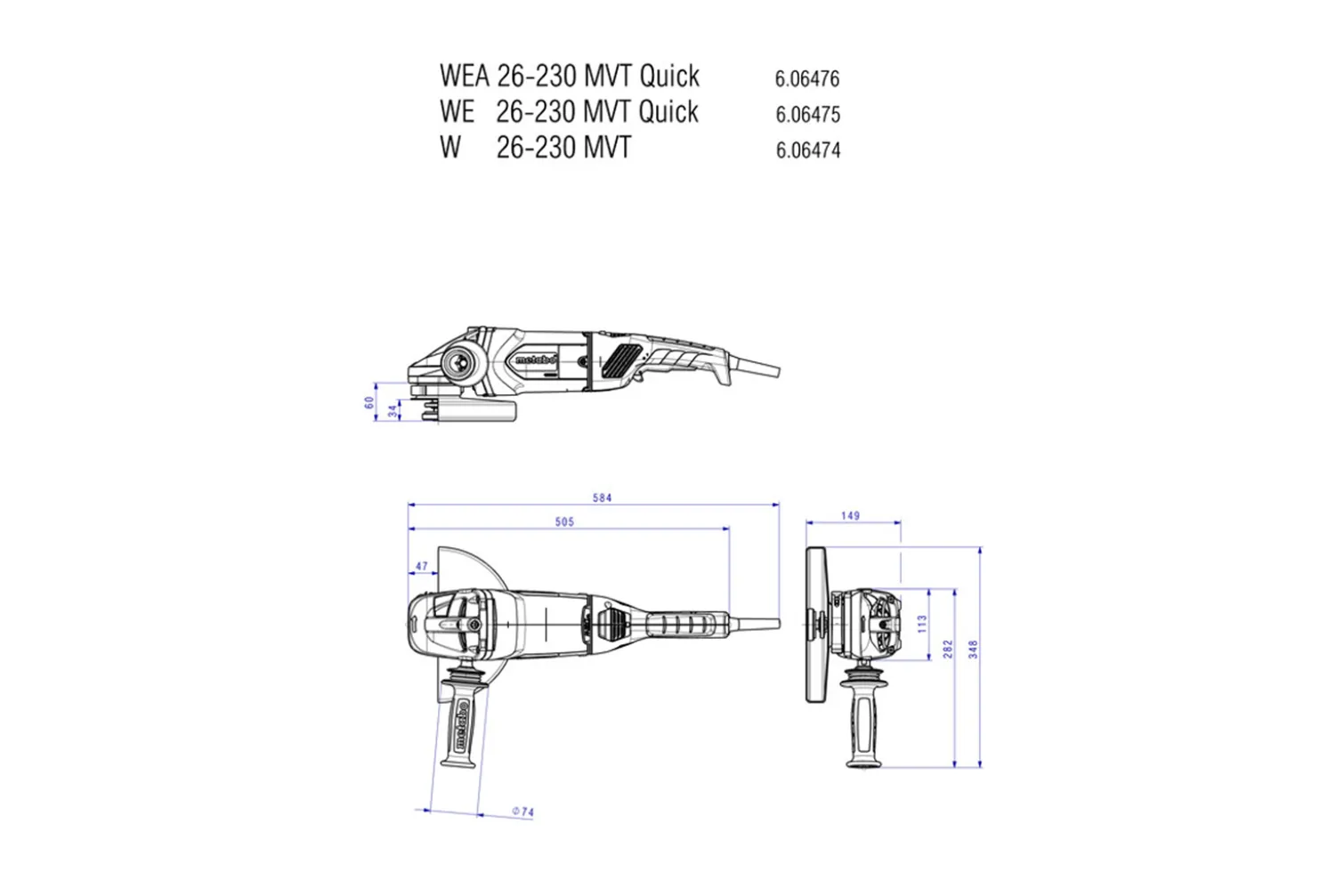 Szlifierka kątowa Metabo WE 26-230 MVT Quick