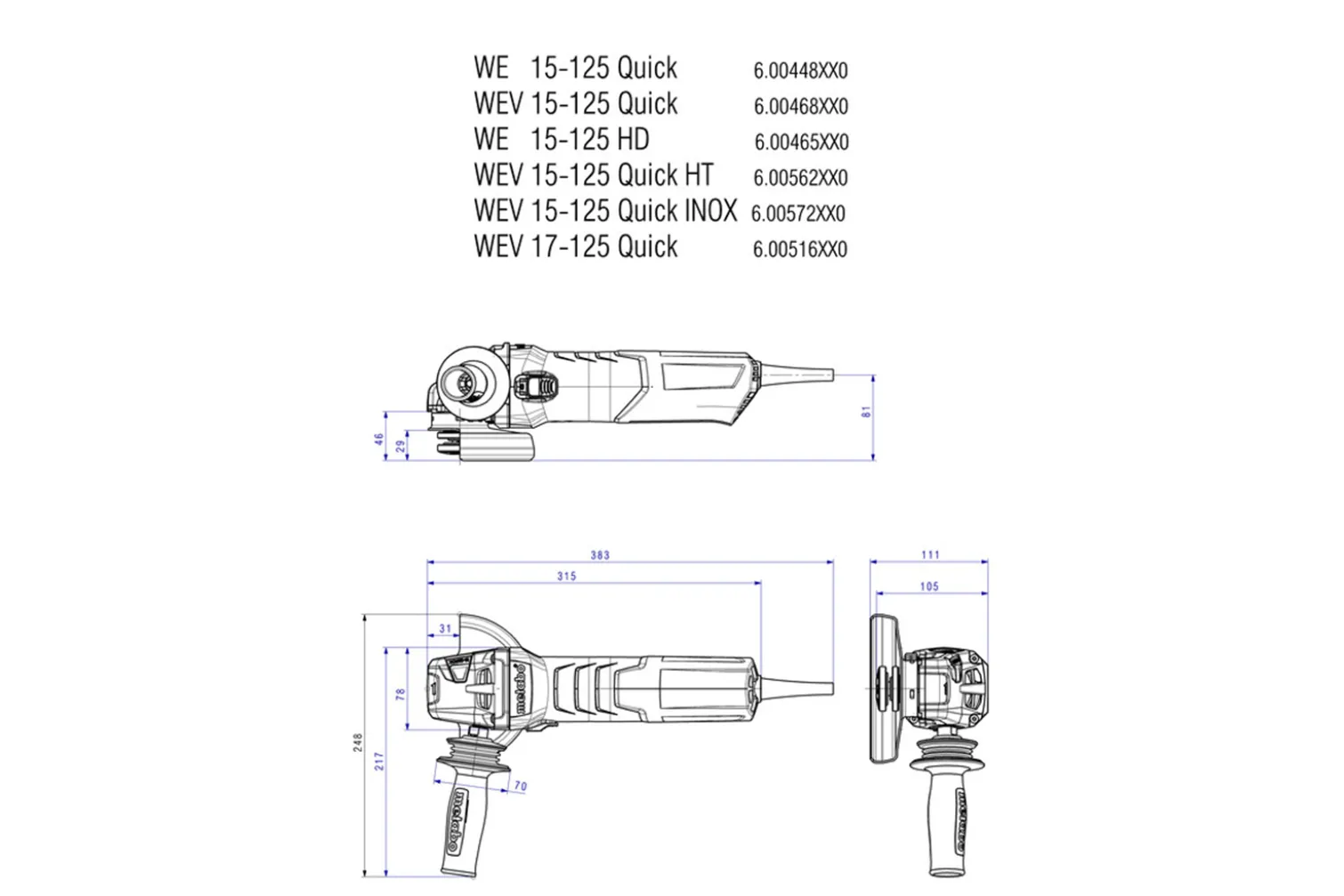 Szlifierka kątowa Metabo WE 15-125 Quick