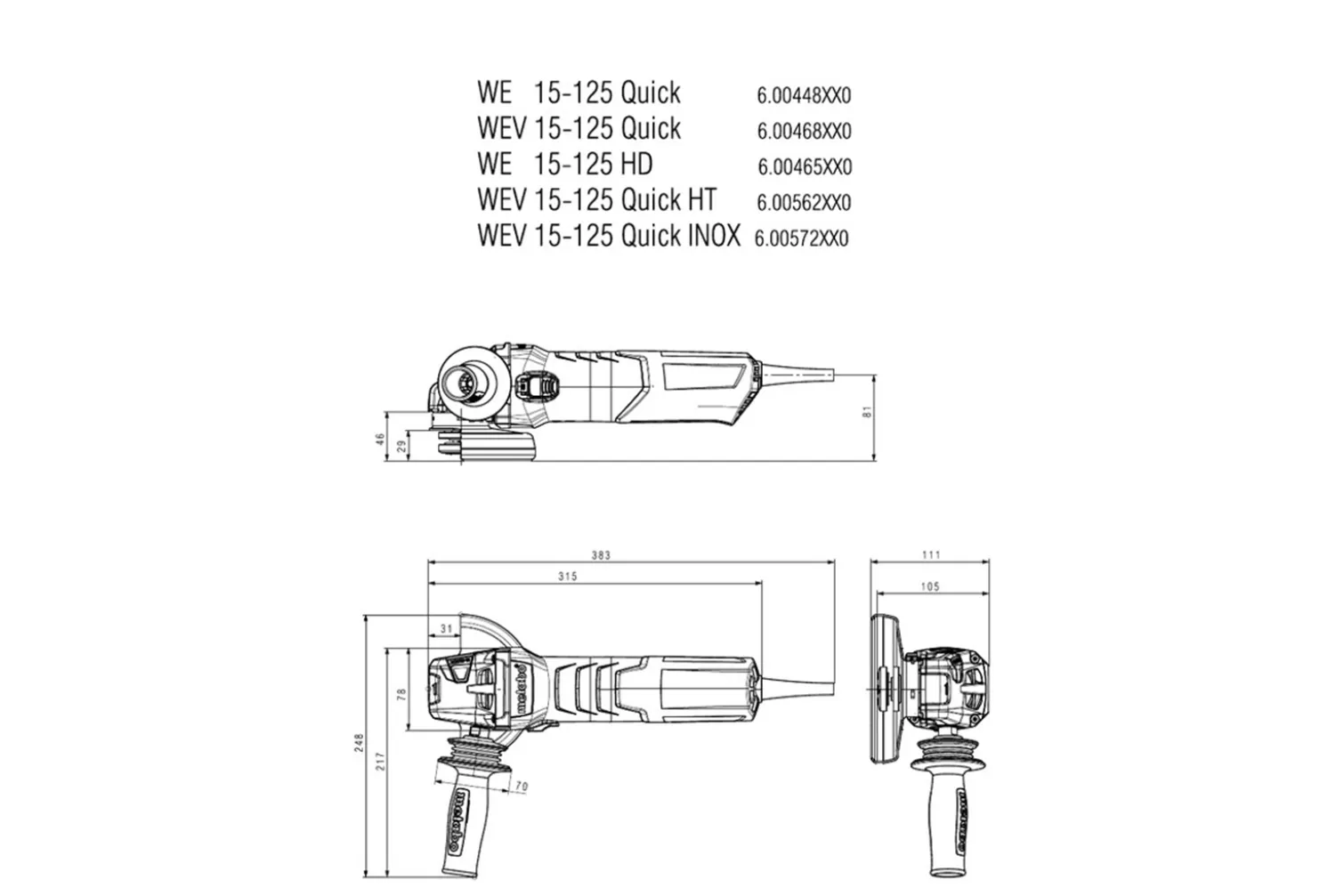 Szlifierka kątowa Metabo WEV 15-125 Quick HT