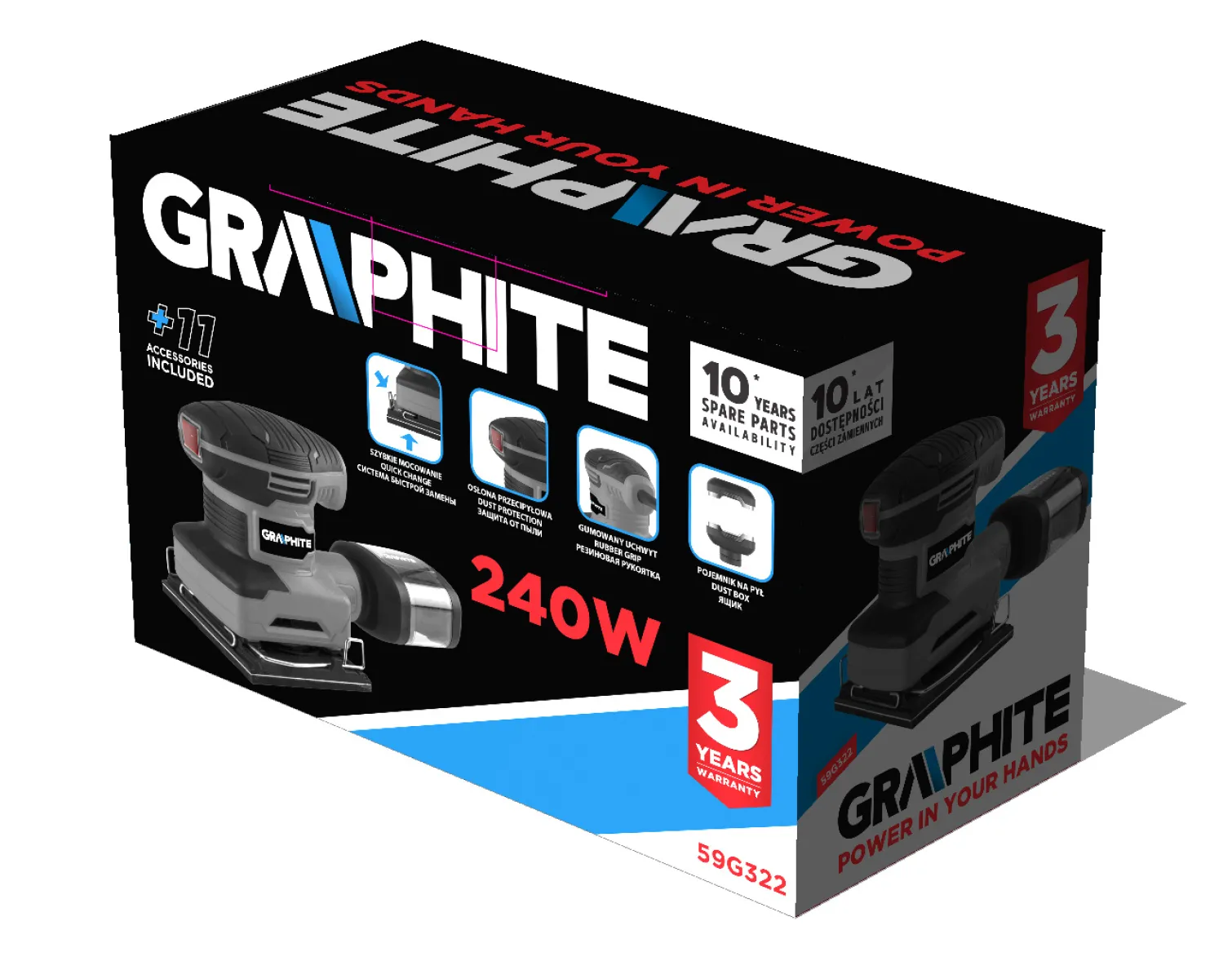 Szlifierka oscylacyjna z 3 stopami Graphite 59G322
