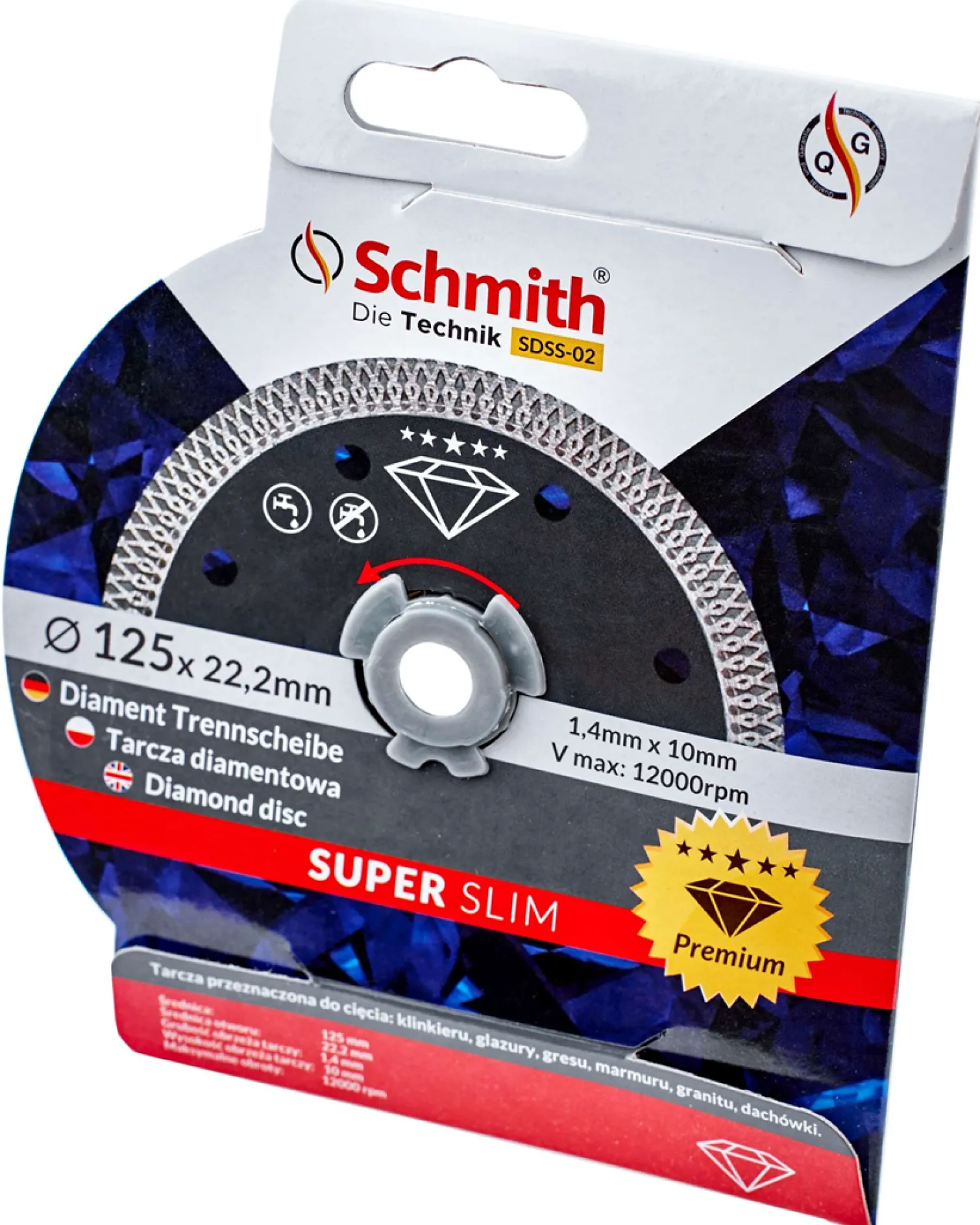 Tarcza diamentowa premium slim 125x1,4x10x22,2mm Schmith SDSS-02