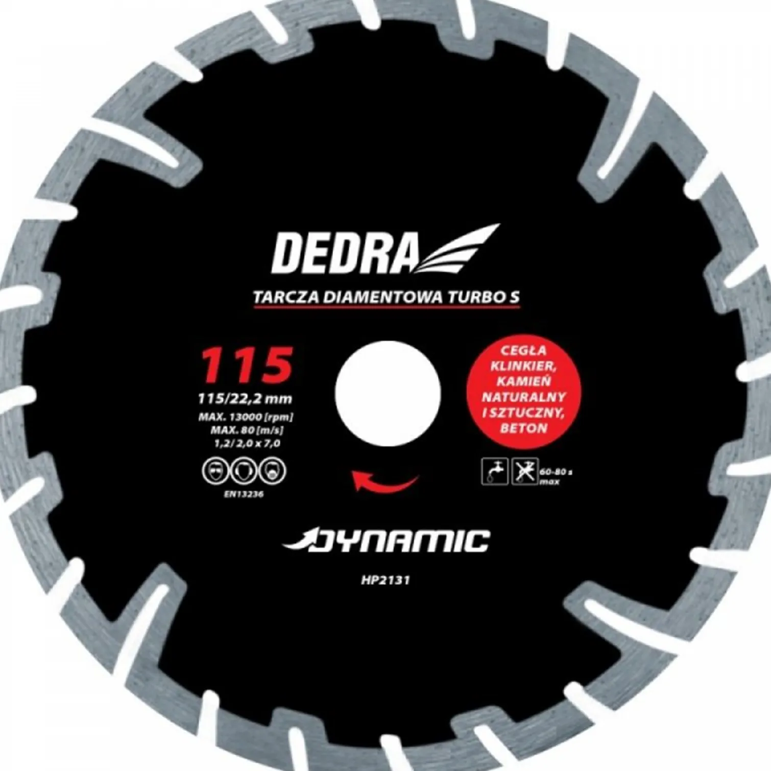 Tarcza diamentowa TURBO S 125mm/22.2mm Dynamic Dedra HP2132