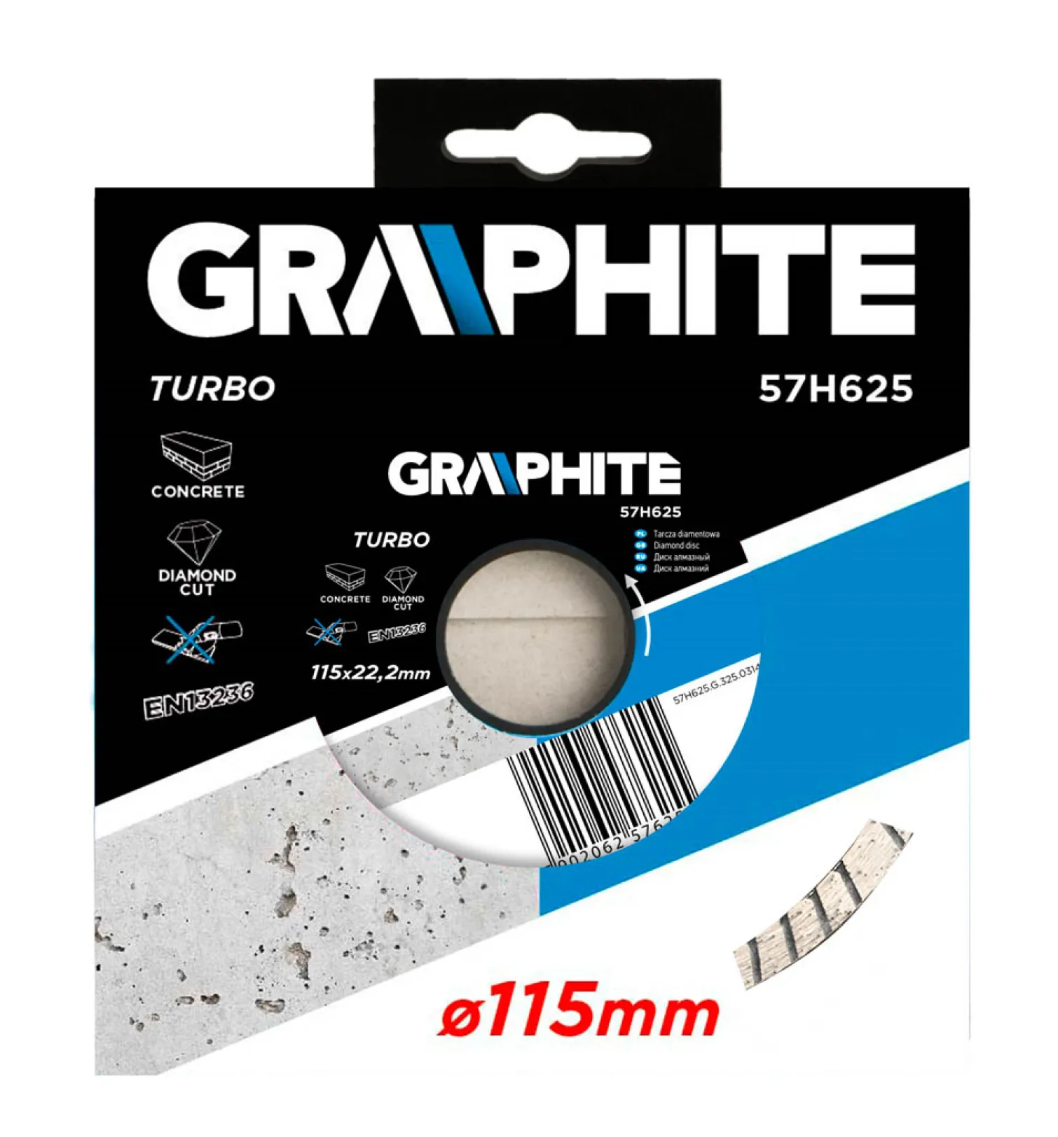 Tarcza diamentowa 115x22.2mm Graphite 57H625