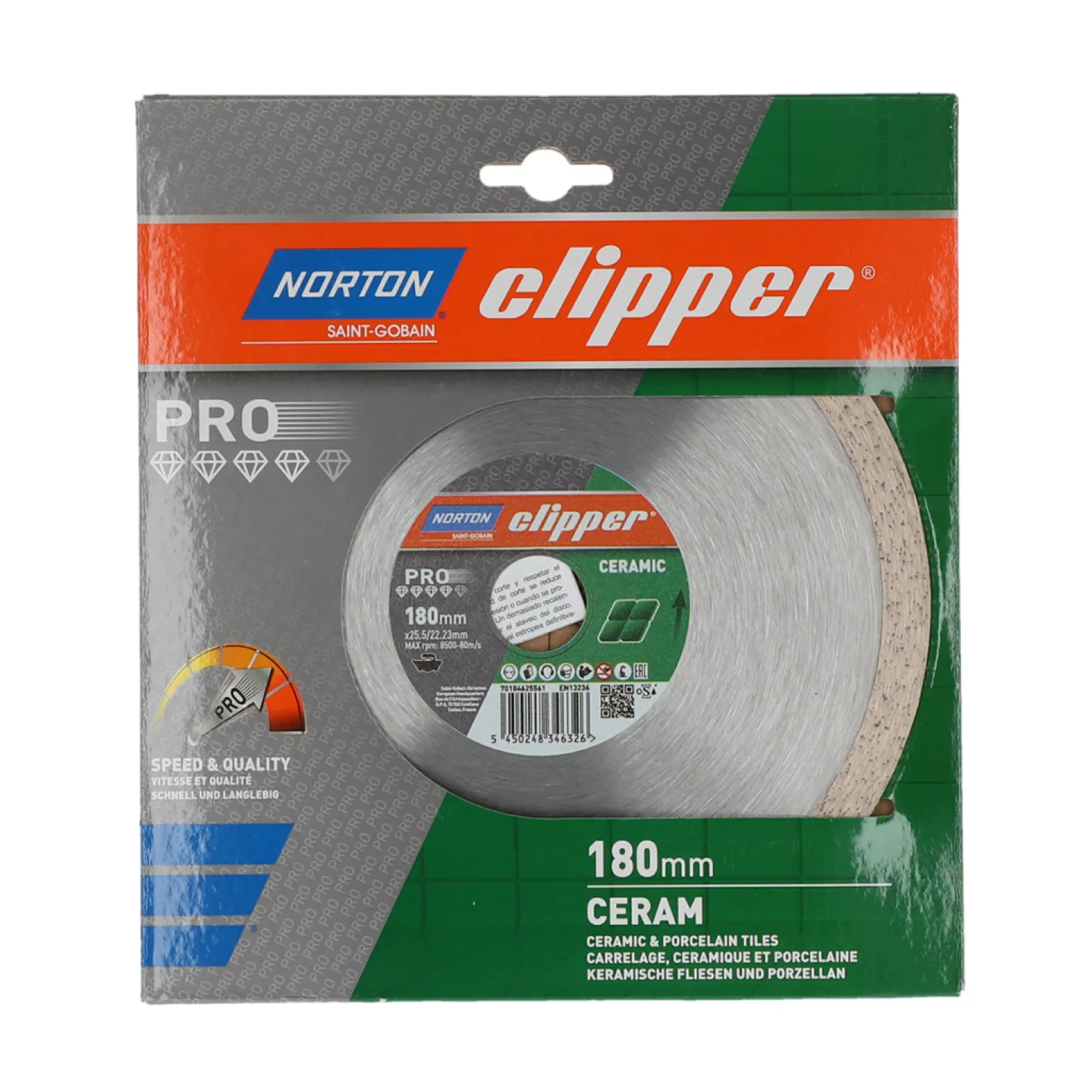 Tarcza diamentowa 180x25.4/22.23mm Norton Pro Ceramic H10