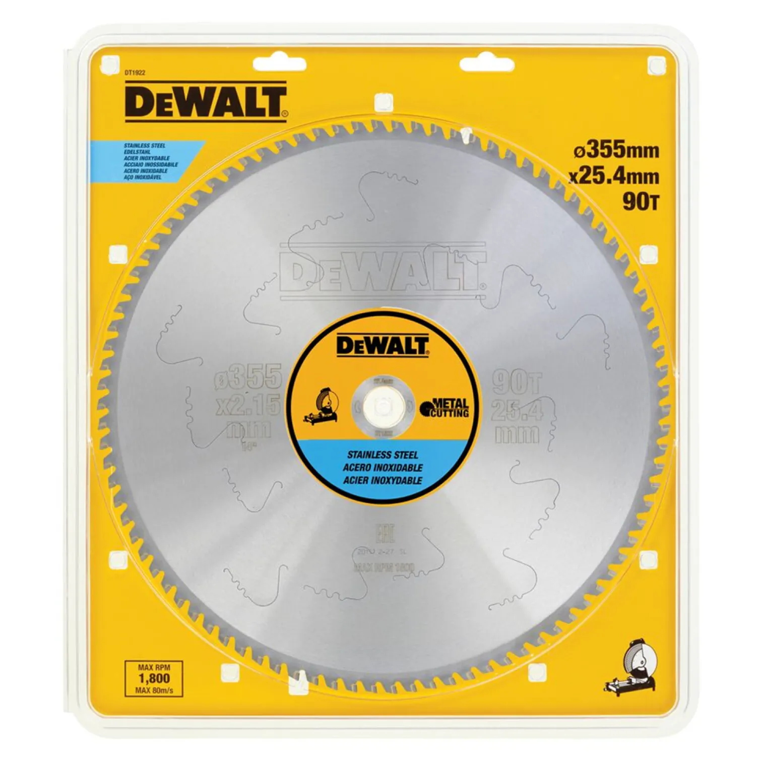Tarcza do stali nierdzewnej 355x25.4mm, 90Z DeWalt DT1922-QZ