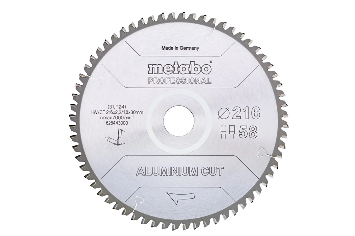 Tarcza pilarska aluminium cut – professional, 216x30 Z58 FZ/TZ 5° ujemny Metabo 628443000