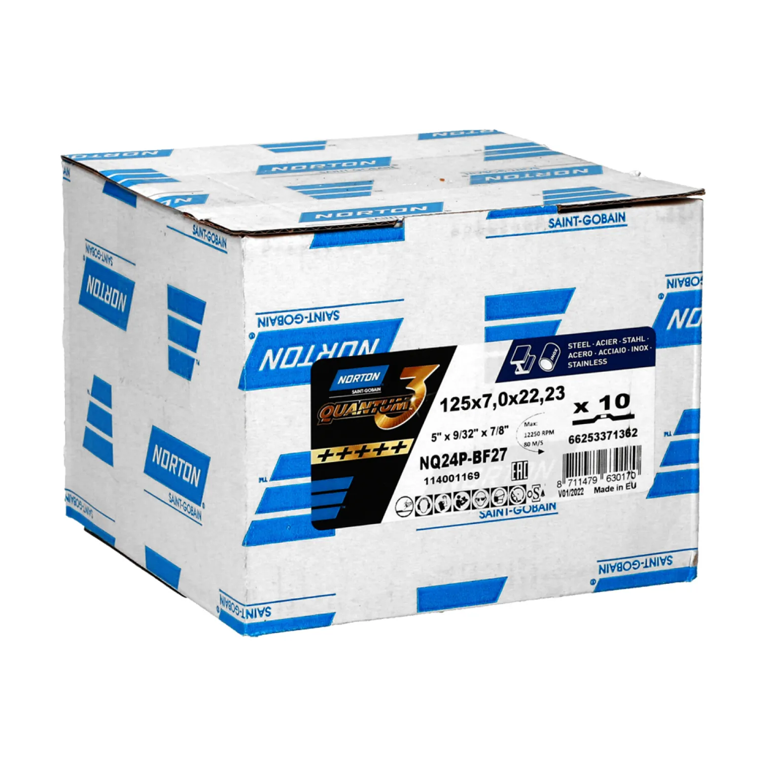 Tarcza szlifująca do stali nierdzewnej 125x22,23mm Norton QUANTUM3 METAL INOX