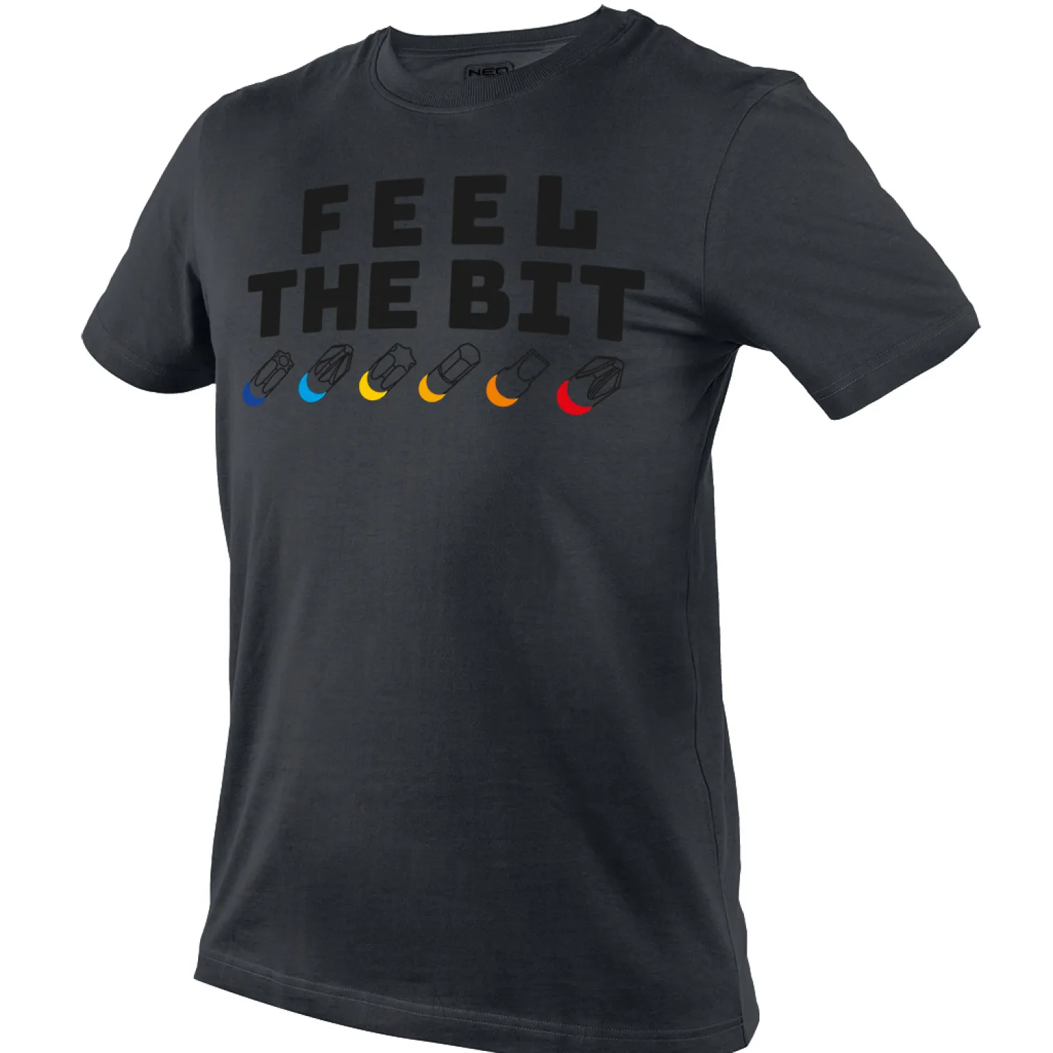 T-shirt z nadrukiem, FEEL THE BIT, rozmiar XL Neo 81-641-XL