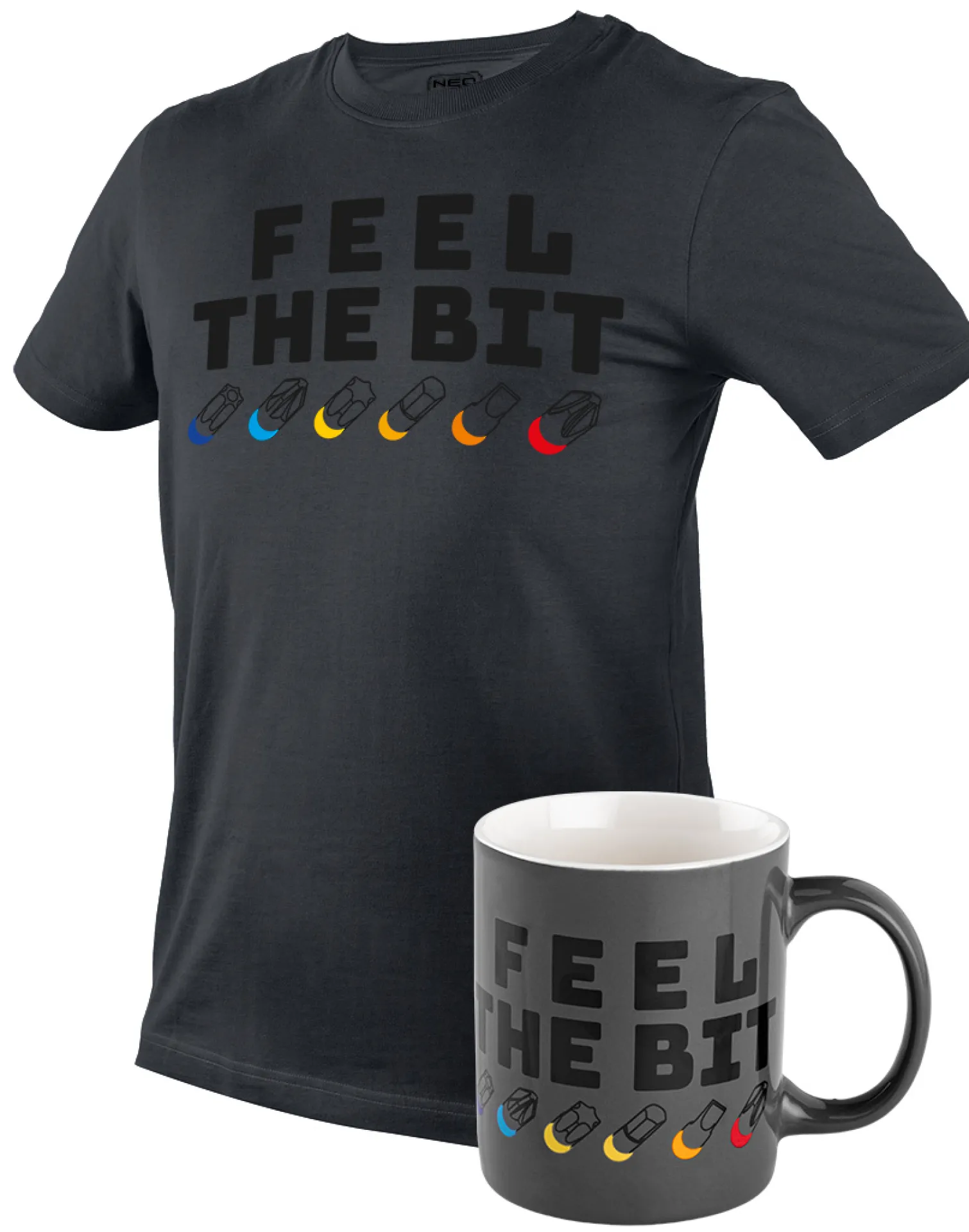 T-shirt z nadrukiem, FEEL THE BIT, rozmiar XL Neo 81-641-XL