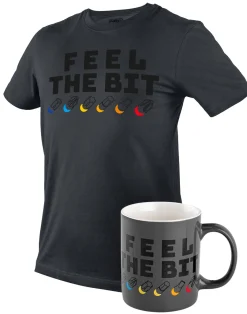 T-shirt z nadrukiem, FEEL THE BIT, rozmiar M Neo 81-641-M
