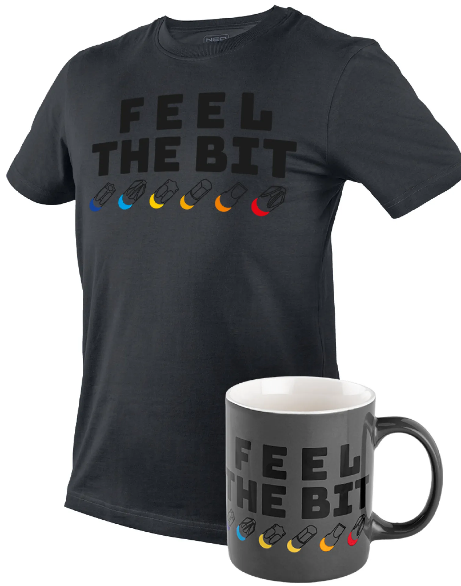 T-shirt z nadrukiem, FEEL THE BIT, rozmiar L Neo 81-641-L