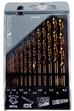 Wiertła do metalu HSS-Co 1.5-6.5mm, zestaw 13szt. Graphite 57H088