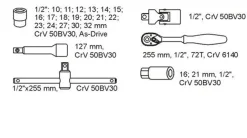 Wkładka do szuflady nasadki i akcesoria 1/2" 24 części Yato YT-5537