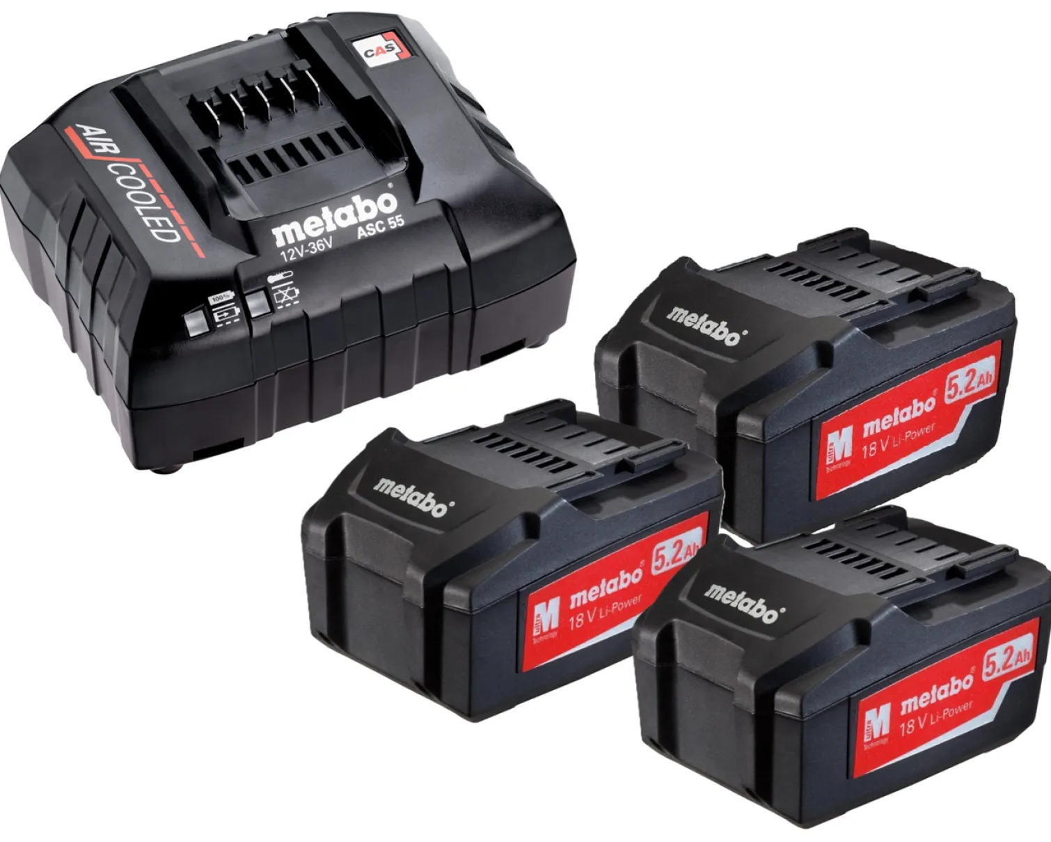 Zestaw 3 akumulatorów 18V Li-Ion 5.2Ah i ładowarki ASC 30-36V Metabo 685048000