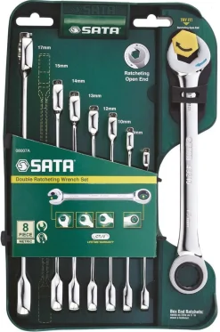 Zestaw kluczy płasko-oczkowych z grzechotką Gearwrench (8szt) Sata S08007A