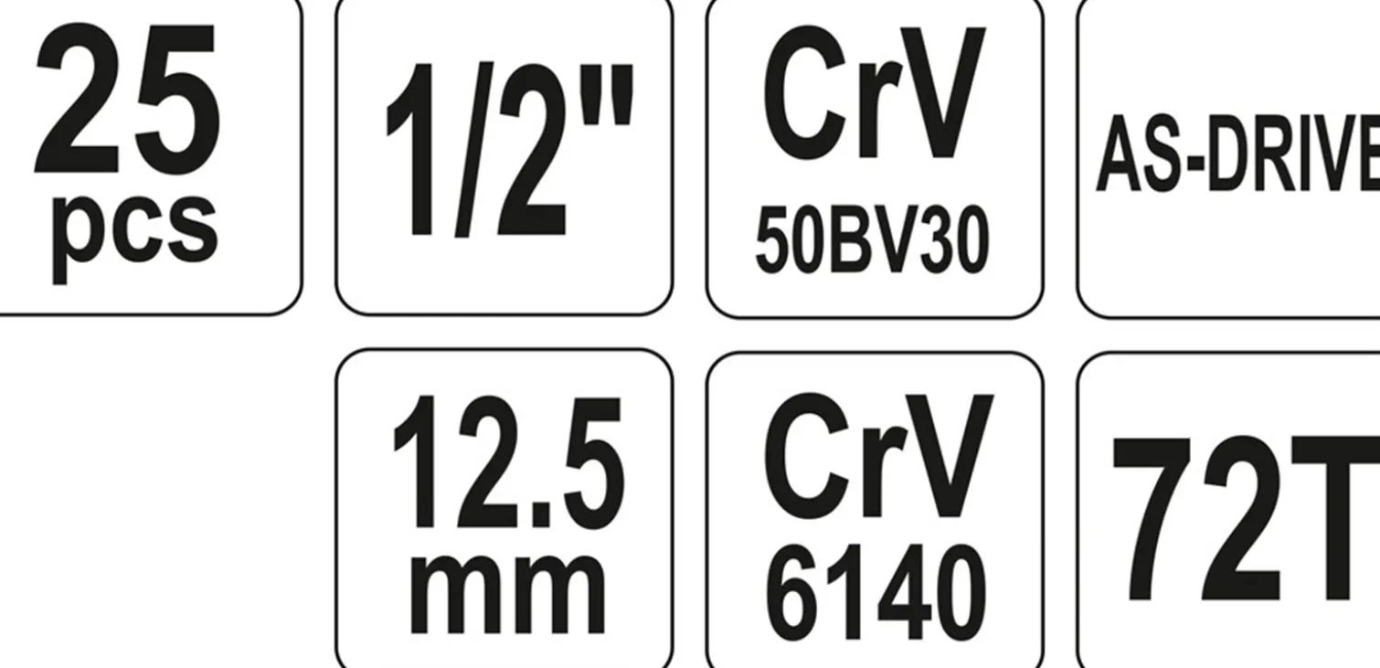Zestaw narzędziowy 1/2" (25szt.) Yato YT-12671