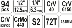 Zestaw narzędziowy (94szt.) Yato YT-12681