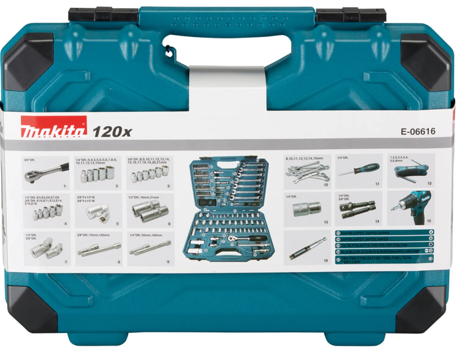 Zestaw narzędzi ręcznych, 120 elementów Makita E-06616