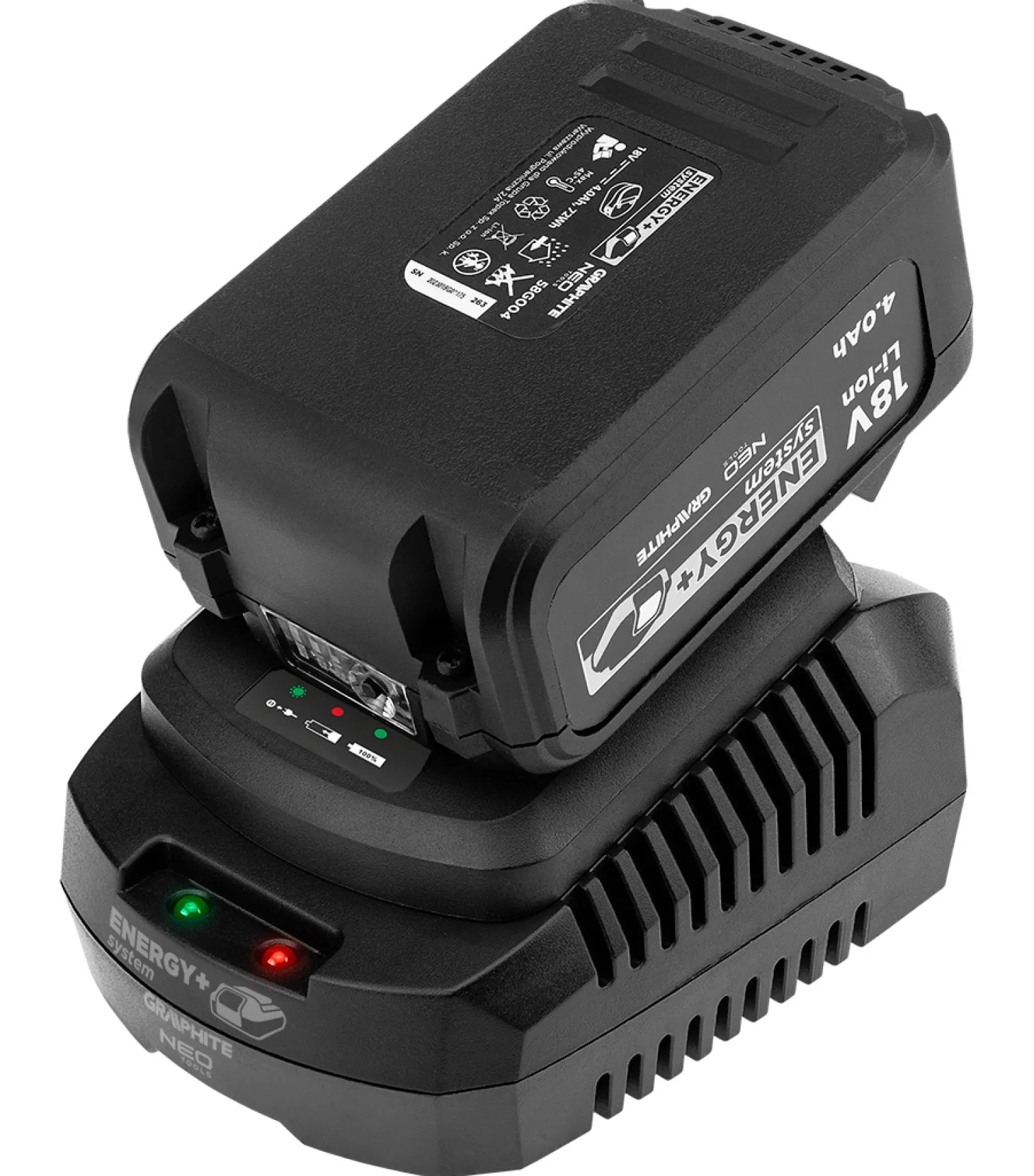 Zestaw startowy 18V: Akumulator 1x4,0Ah + ładowarka Graphite Energy+ 58GE132-1