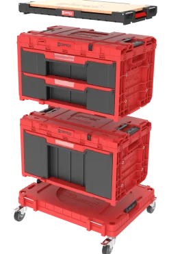Zestaw szuflad na platformie kołowej Qbrick System ONE 2.0 WORKSHOP DRAWERS SET nr 7 RED Ultra HD Custom