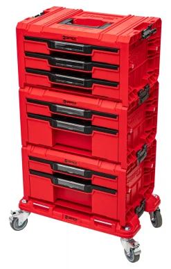 Zestaw szuflad na platformie kołowej Qbrick System PRO 2.0 DRAWER SET EXPERT RED Ultra HD Custom