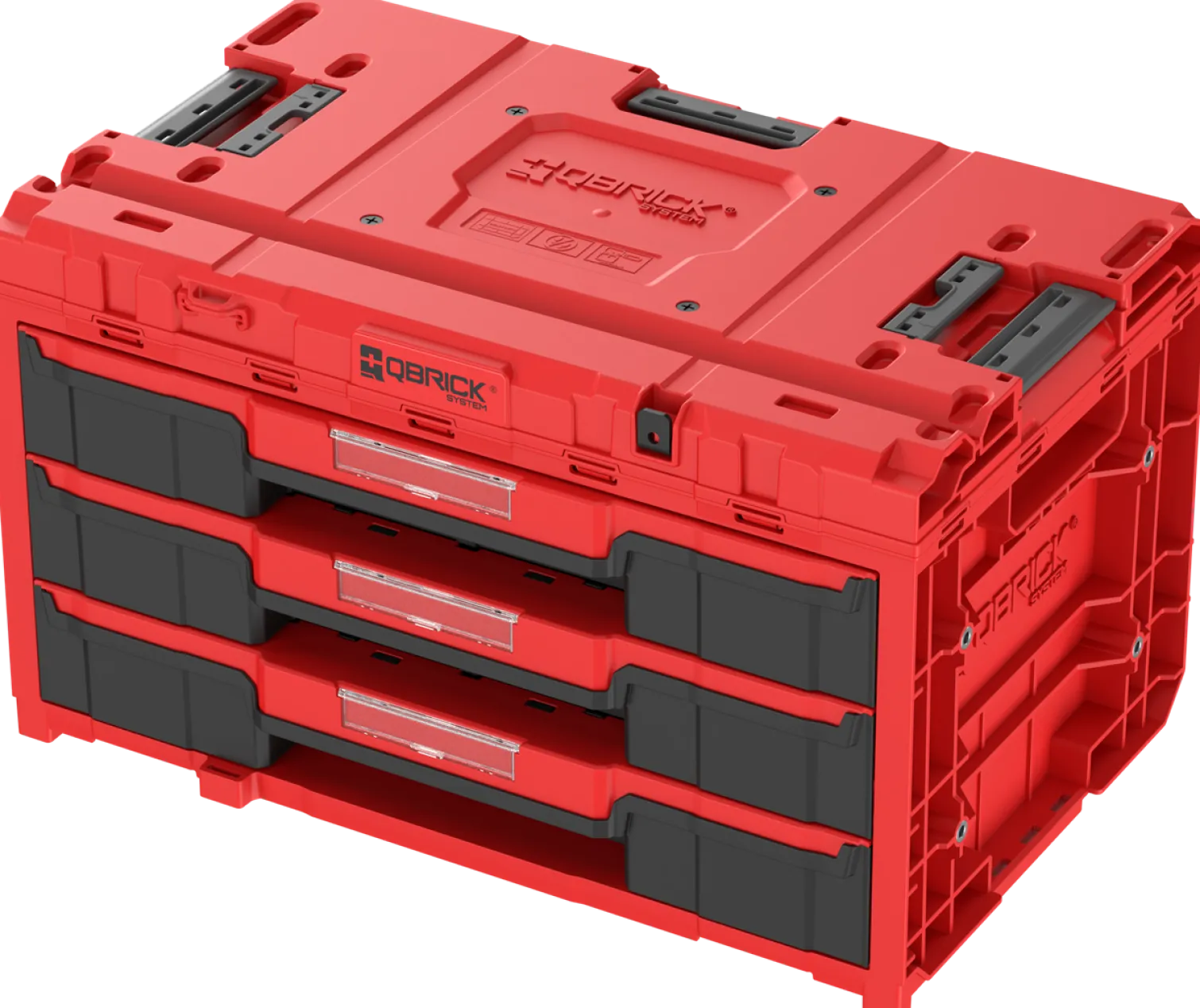 Zestaw szuflad na platformie kołowej Qbrick System ONE 2.0 WORKSHOP DRAWERS SET nr 5 RED Ultra HD Custom