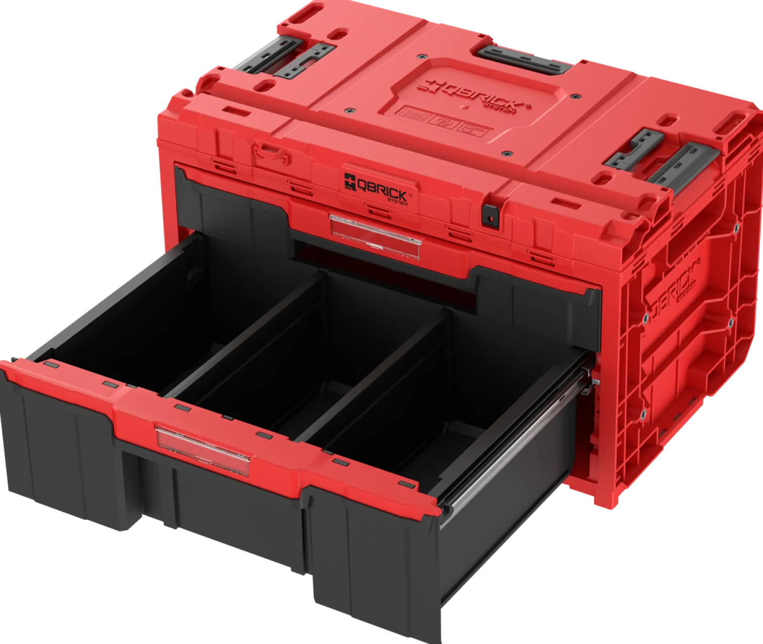 Zestaw szuflad na platformie kołowej Qbrick System ONE 2.0 WORKSHOP DRAWERS SET nr 5 RED Ultra HD Custom