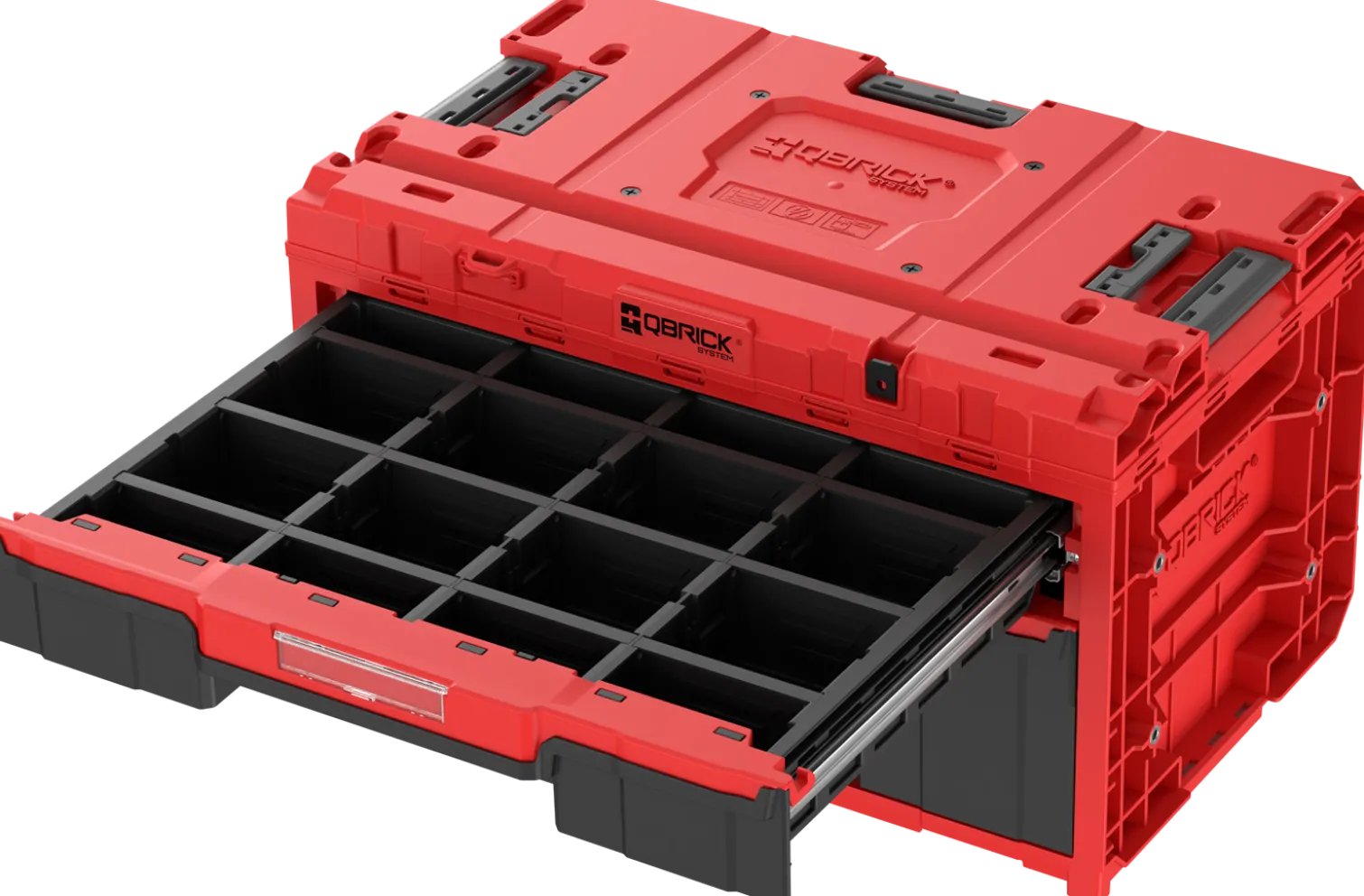 Zestaw szuflad na platformie kołowej Qbrick System ONE 2.0 WORKSHOP DRAWERS SET nr 5 RED Ultra HD Custom