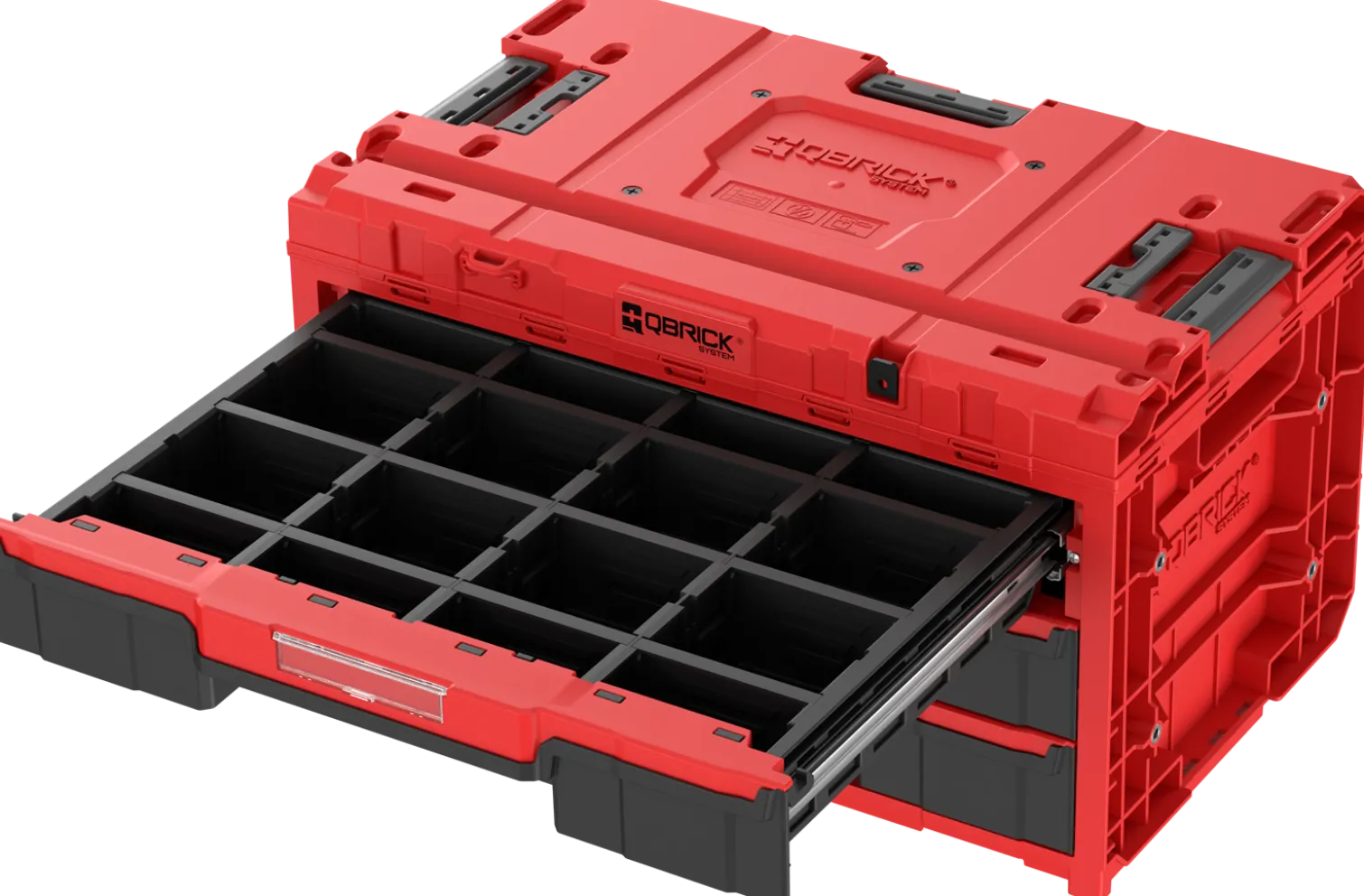 Zestaw szuflad na platformie kołowej Qbrick System ONE 2.0 WORKSHOP DRAWERS SET nr 5 RED Ultra HD Custom