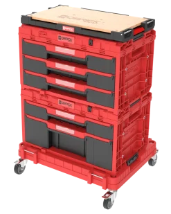 Zestaw szuflad na platformie kołowej Qbrick System ONE 2.0 WORKSHOP DRAWERS SET nr 5 RED Ultra HD Custom