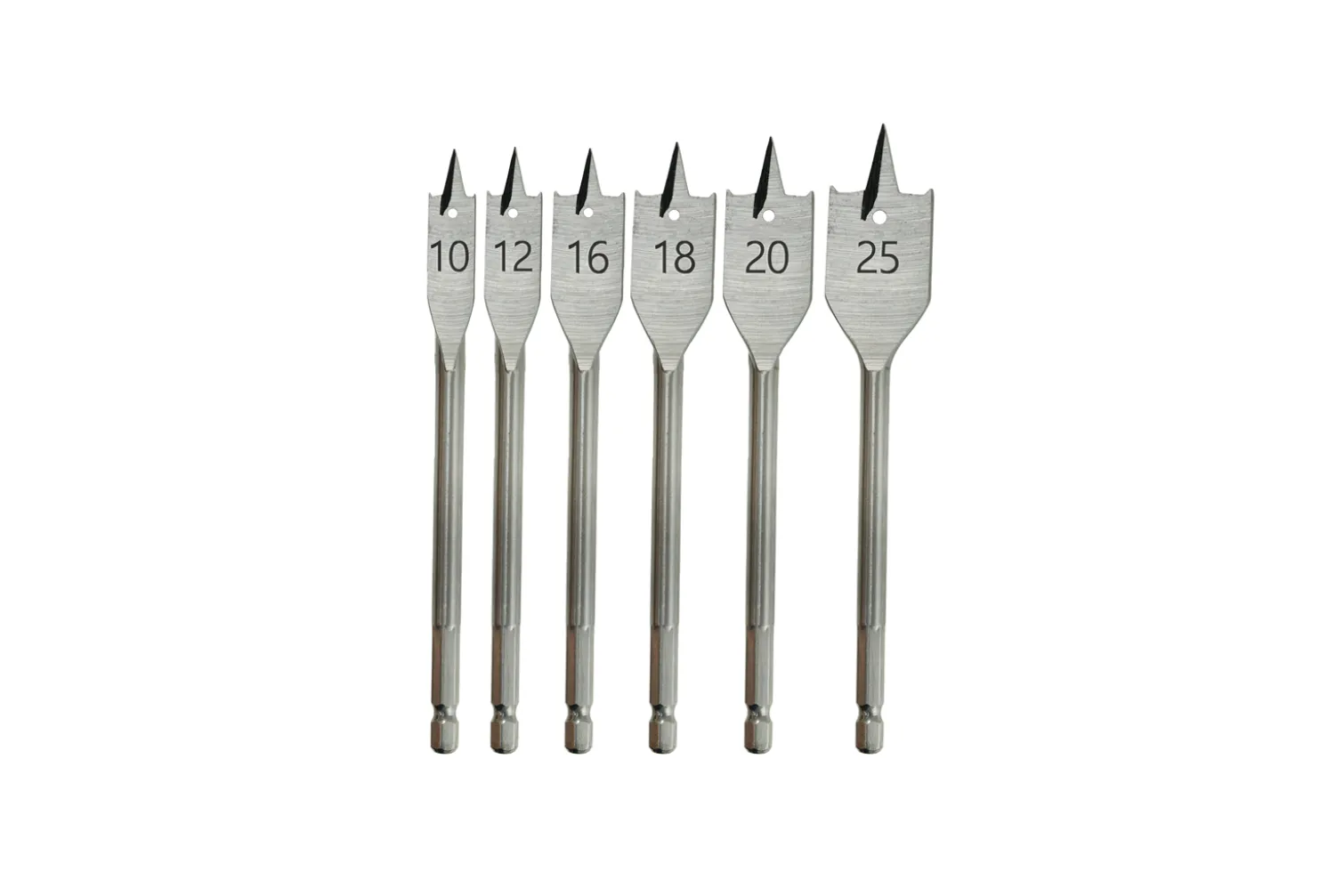 Zestaw wierteł łopatkowych do drewna 6szt:10,12,16,18,20,25m Dedra WDAS06